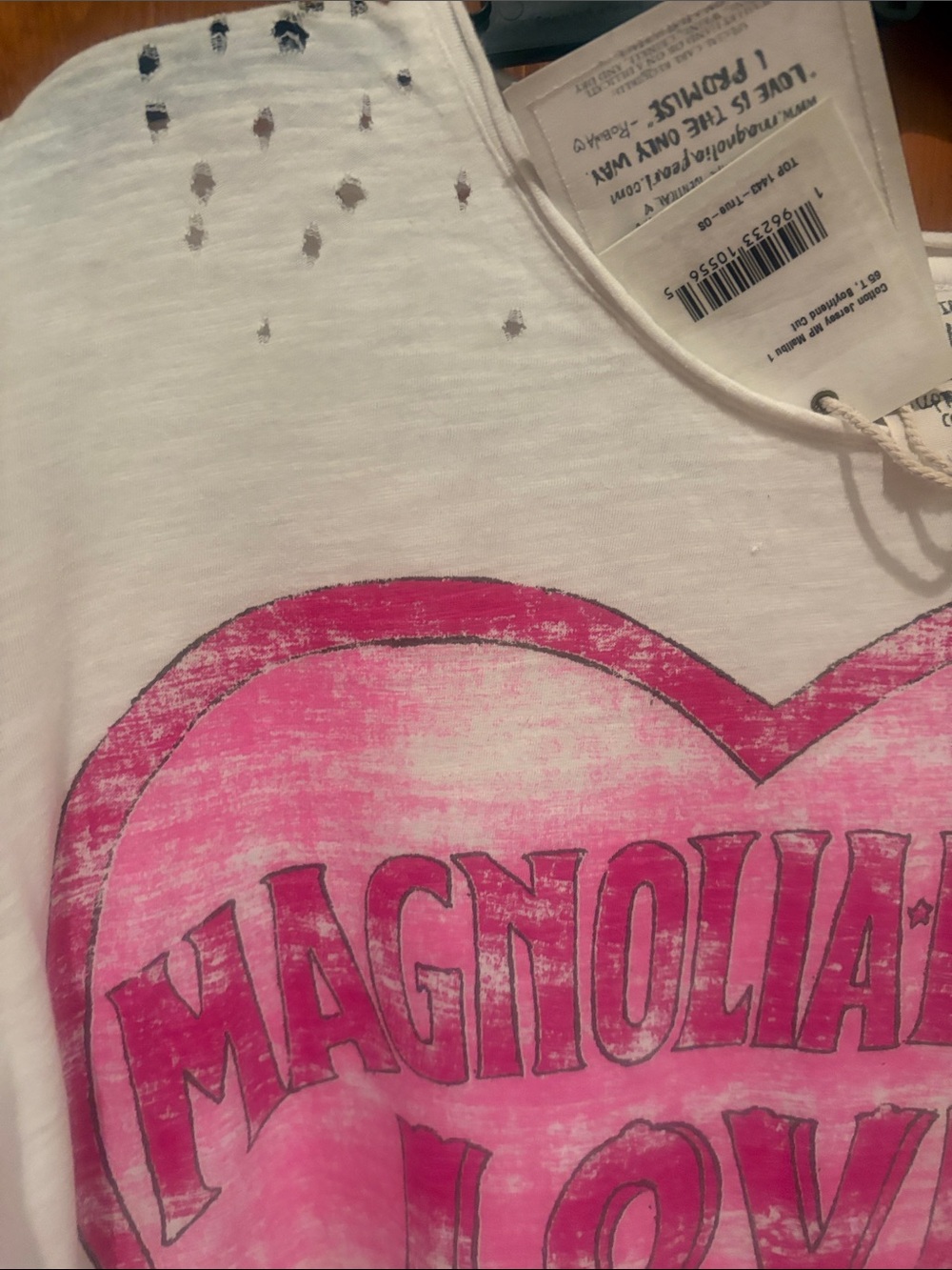 Magnolia Pearl White Tee with Pink Heart Graphic - Picture 5 of 10